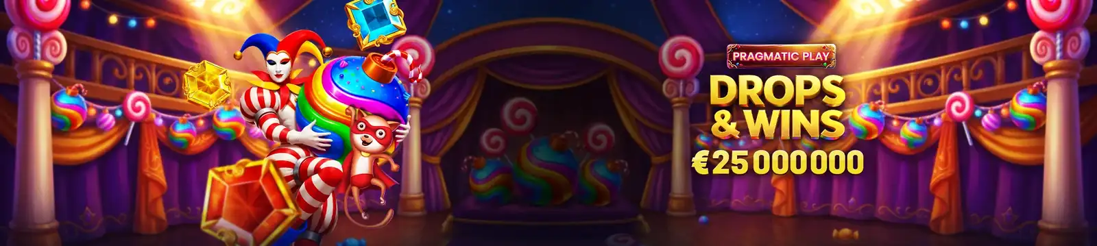 SuperCat Casino promo banner with falling gold coins and the number 25,000,000 € in neon light